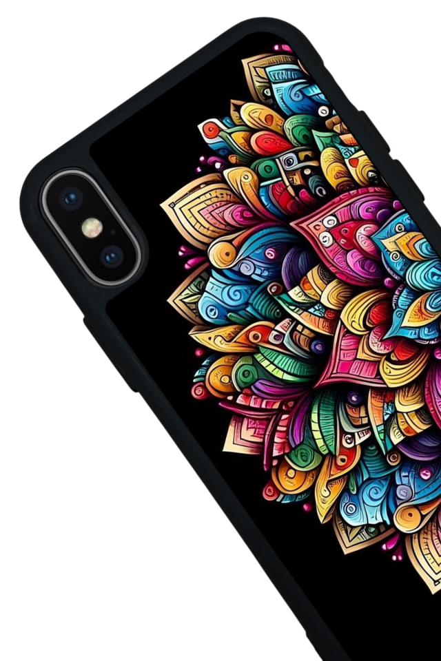 iPhone X/ XS Uyumlu Mandala Tasarımlı Glossy Premium Kılıf