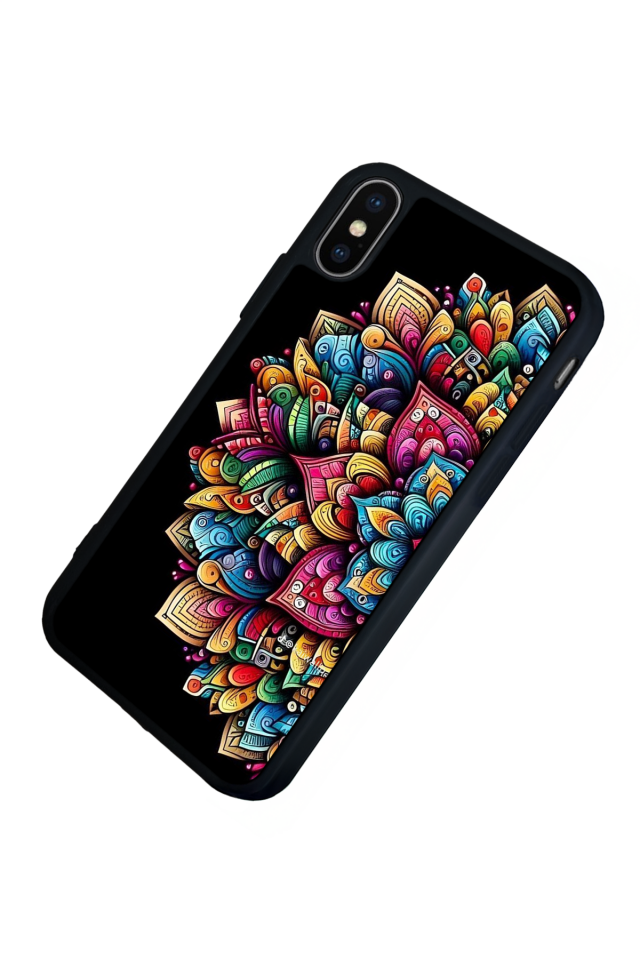 iPhone X/ XS Uyumlu Mandala Tasarımlı Glossy Premium Kılıf