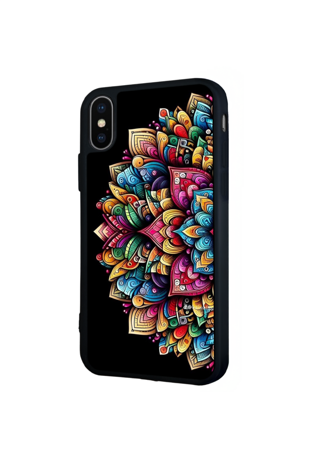 iPhone X/ XS Uyumlu Mandala Tasarımlı Glossy Premium Kılıf