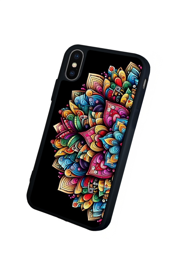 iPhone X/ XS Uyumlu Mandala Tasarımlı Glossy Premium Kılıf