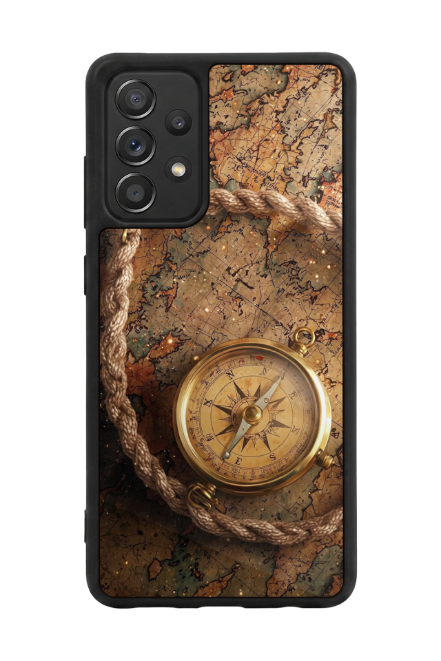 Samsung Galaxy A72 Uyumlu Pusula Tasarımlı Glossy Premium Kılıf