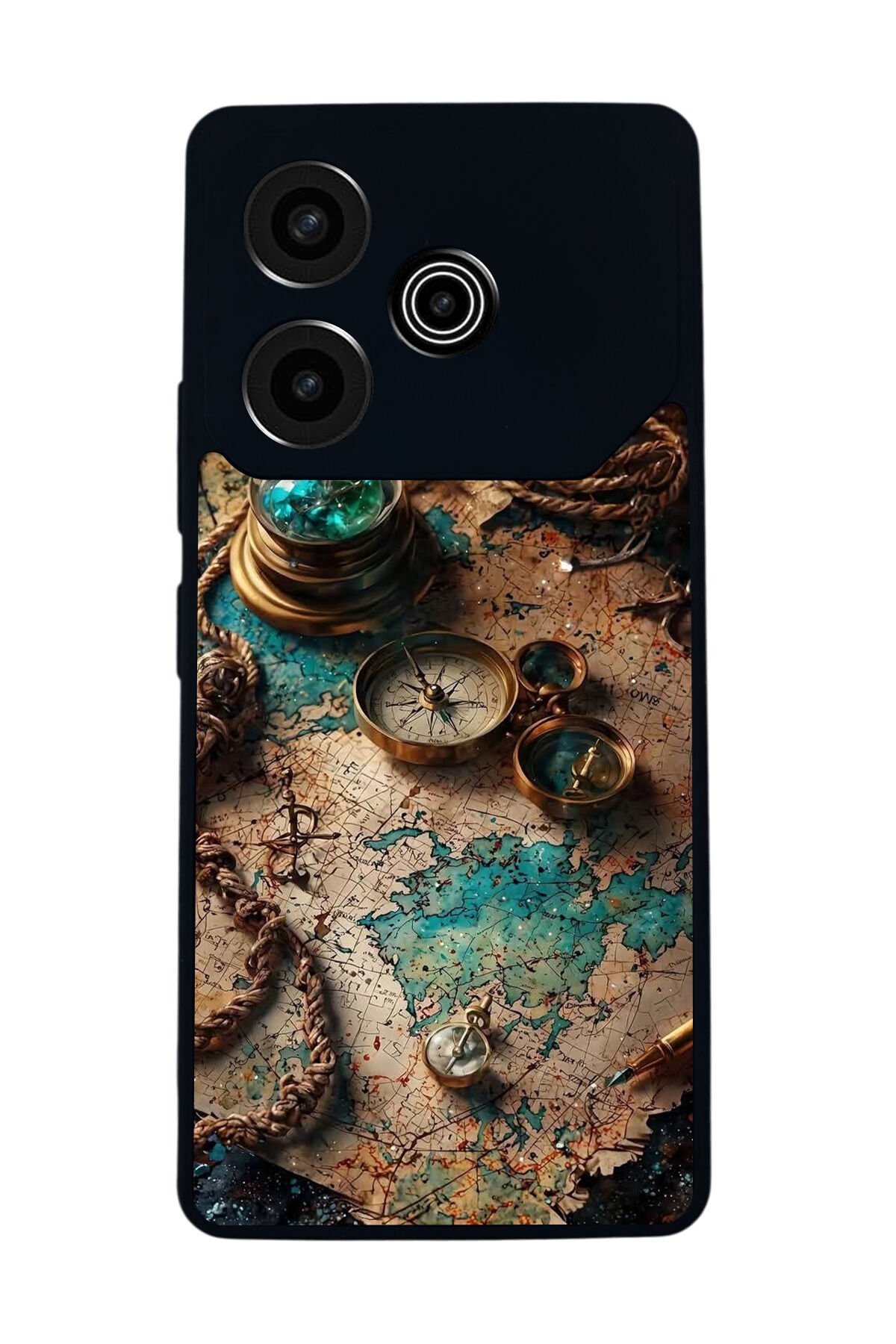 Tecno Pova 6 Uyumlu Harita Tasarımlı Glossy Premium Kılıf