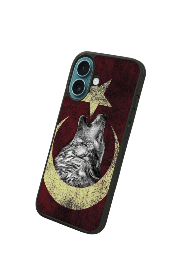 iPhone 16 Plus Uyumlu Bozkurt Tasarımlı Glossy Premium Kılıf