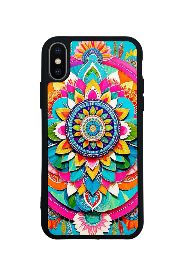 iPhone X/ XS Uyumlu Mandala Tasarımlı Glossy Premium Kılıf