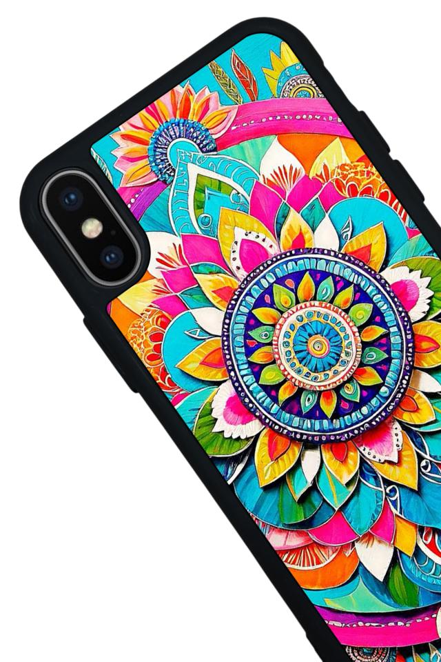 iPhone X/ XS Uyumlu Mandala Tasarımlı Glossy Premium Kılıf