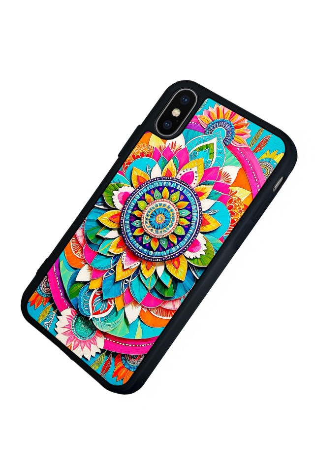 iPhone X/ XS Uyumlu Mandala Tasarımlı Glossy Premium Kılıf
