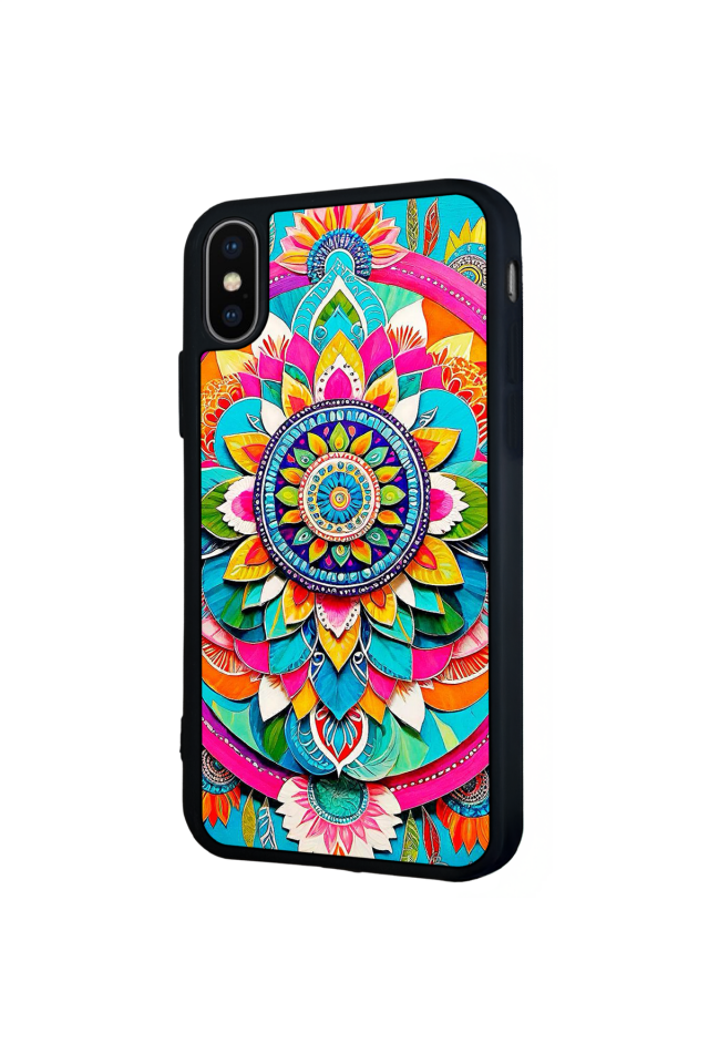 iPhone X/ XS Uyumlu Mandala Tasarımlı Glossy Premium Kılıf