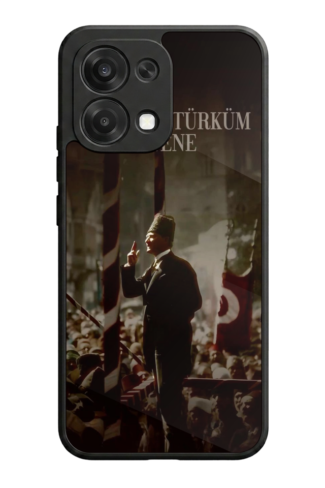 Oppo A6 Pro Uyumlu Mustafa Kemal Ataturk Tasarımlı Glossy Premium Kılıf