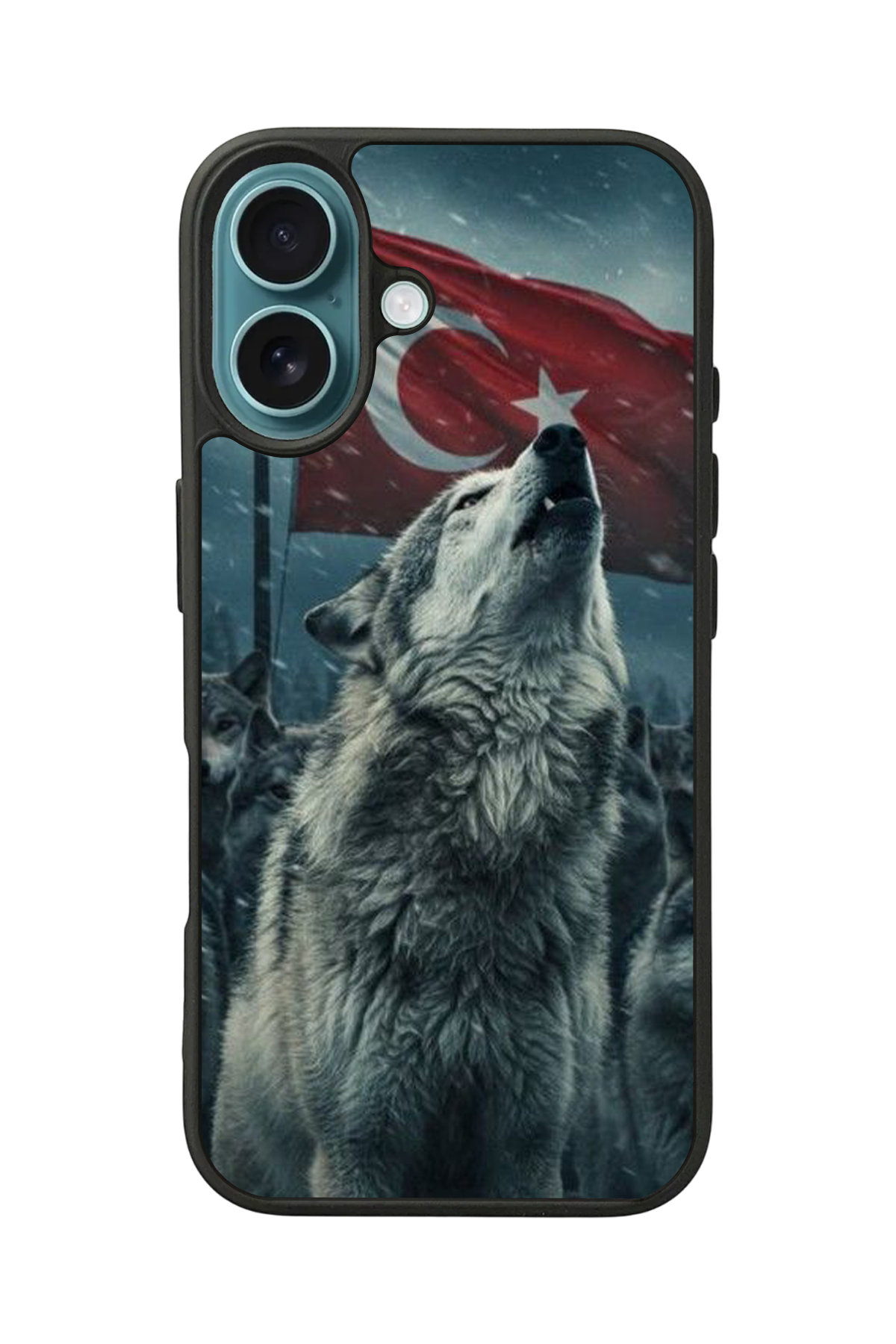 iPhone 16 Plus Uyumlu Bozkurt Tasarımlı Glossy Premium Kılıf