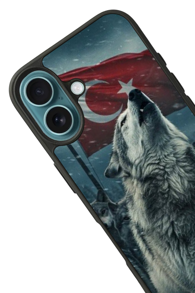 iPhone 16 Plus Uyumlu Bozkurt Tasarımlı Glossy Premium Kılıf