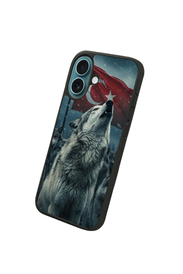 iPhone 16 Plus Uyumlu Bozkurt Tasarımlı Glossy Premium Kılıf