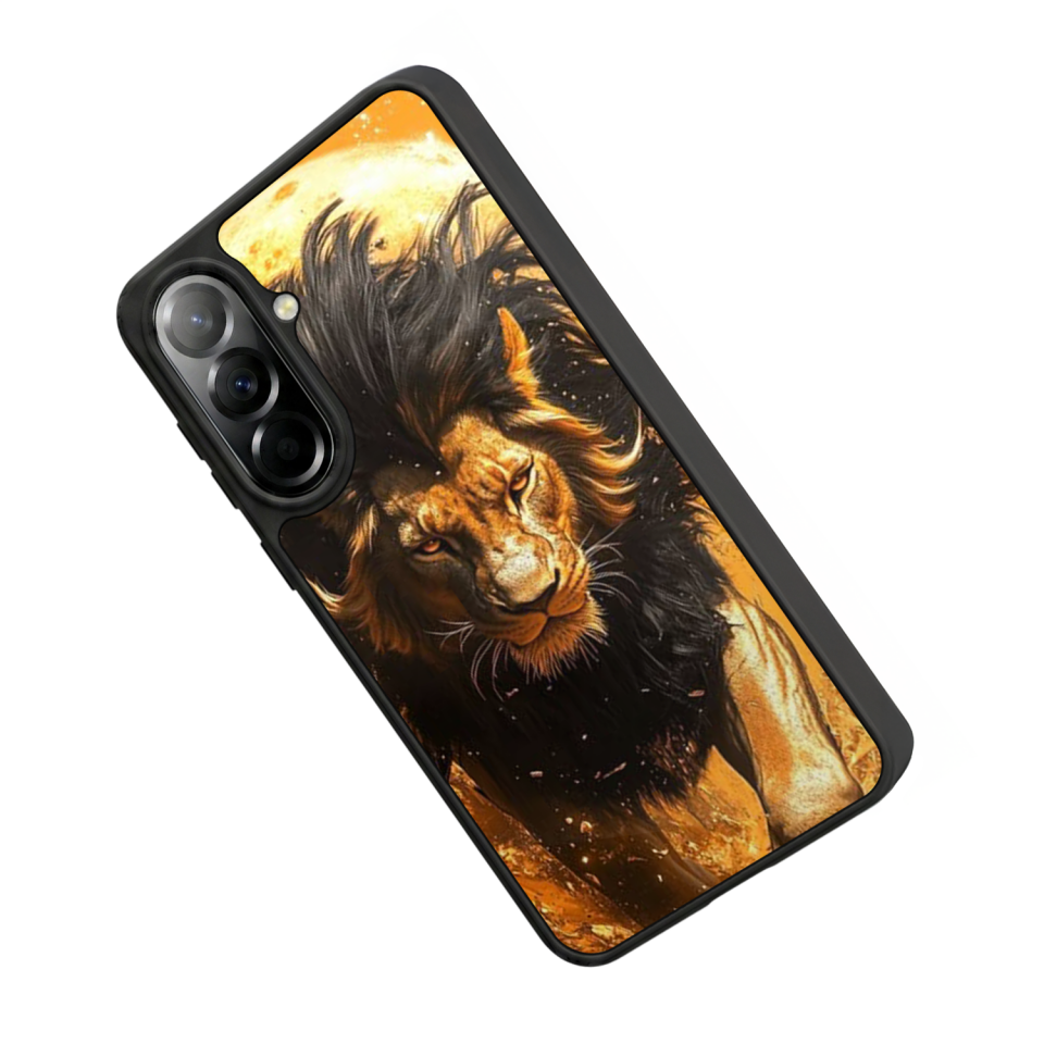 Samsung Galaxy A37 Uyumlu Aslan Tasarımlı Glossy Premium Kılıf