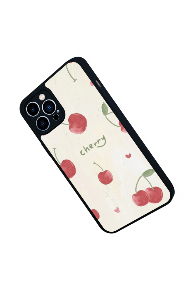 iPhone 12 Pro Max Uyumlu Kiraz Tasarımlı Glossy Premium Kılıf