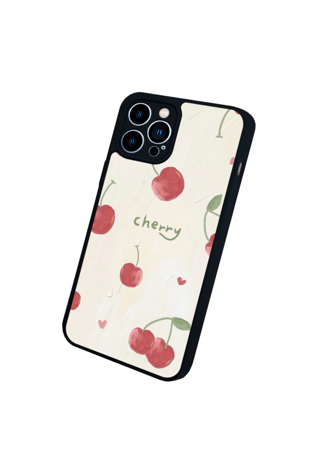 iPhone 12 Pro Max Uyumlu Kiraz Tasarımlı Glossy Premium Kılıf
