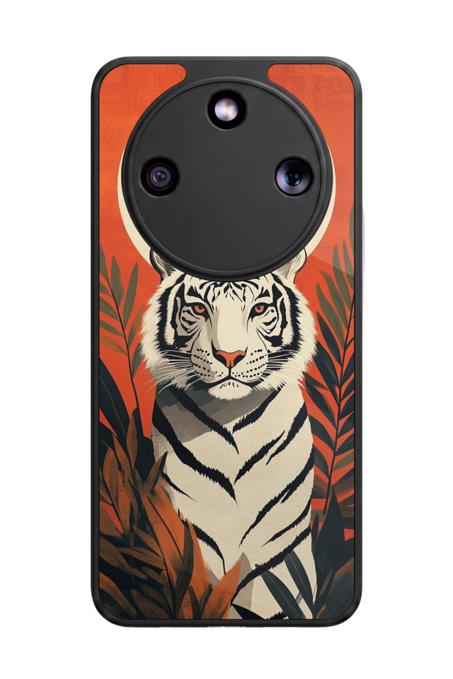 Honor Magic 8 Lite Uyumlu Kirmizi ve Kaplan Tasarımlı Glossy Premium Kılıf
