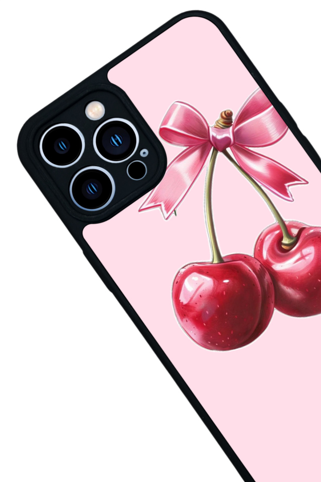 iPhone 12 Pro Max Uyumlu Kiraz Tasarımlı Glossy Premium Kılıf