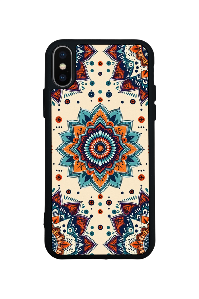 iPhone X/ XS Uyumlu Mandaal Tasarımlı Glossy Premium Kılıf