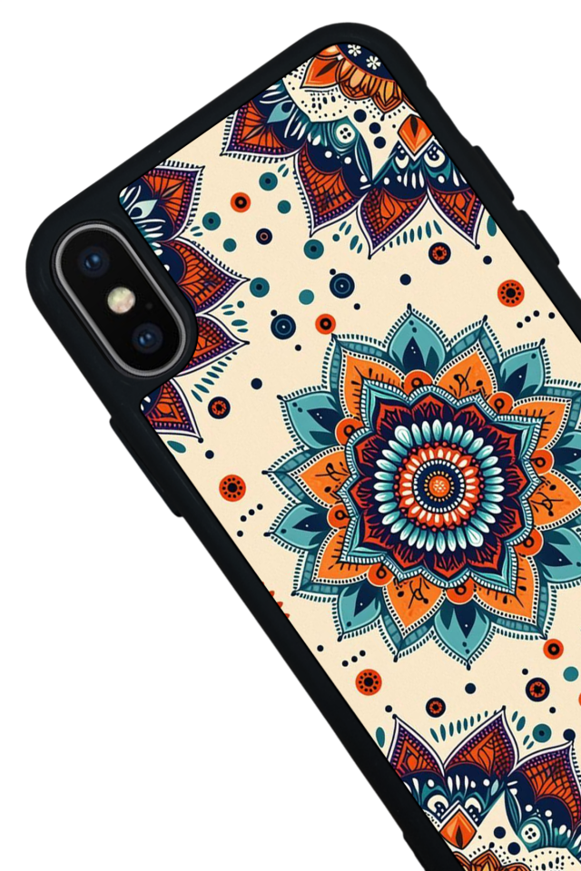 iPhone X/ XS Uyumlu Mandaal Tasarımlı Glossy Premium Kılıf