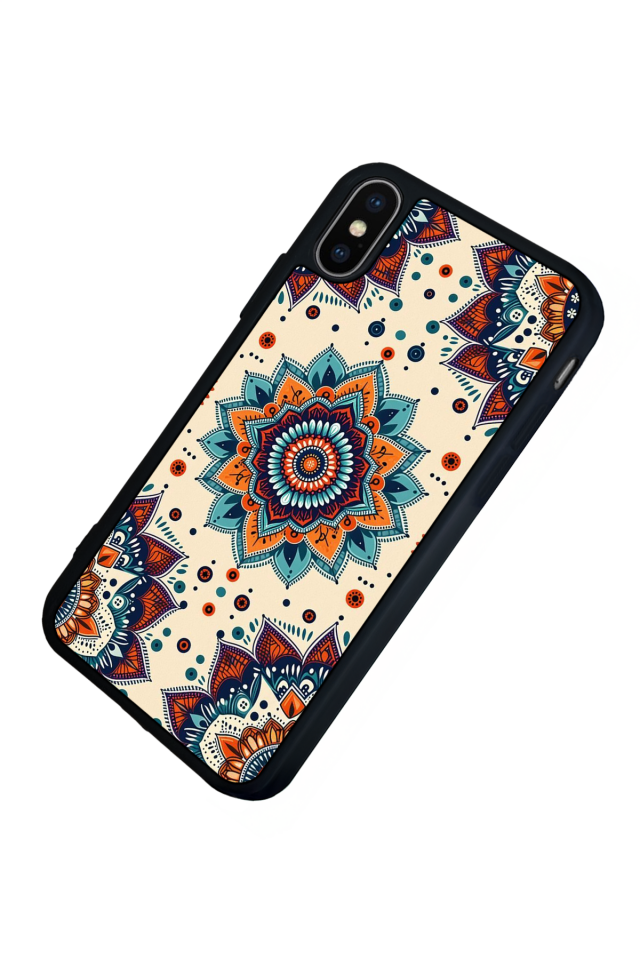 iPhone X/ XS Uyumlu Mandaal Tasarımlı Glossy Premium Kılıf