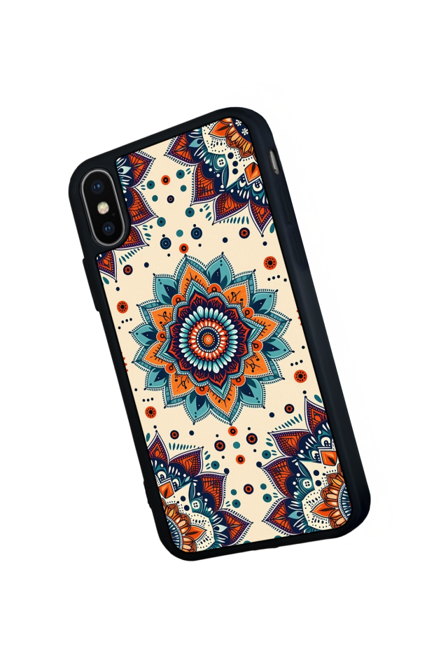 iPhone X/ XS Uyumlu Mandaal Tasarımlı Glossy Premium Kılıf