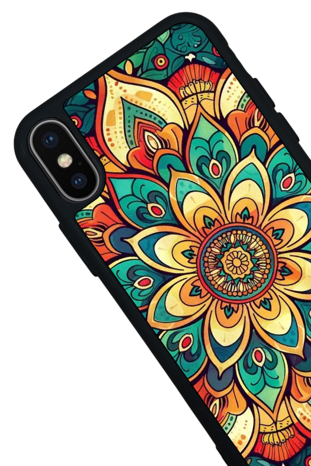 iPhone X/ XS Uyumlu Mandala Tasarımlı Glossy Premium Kılıf