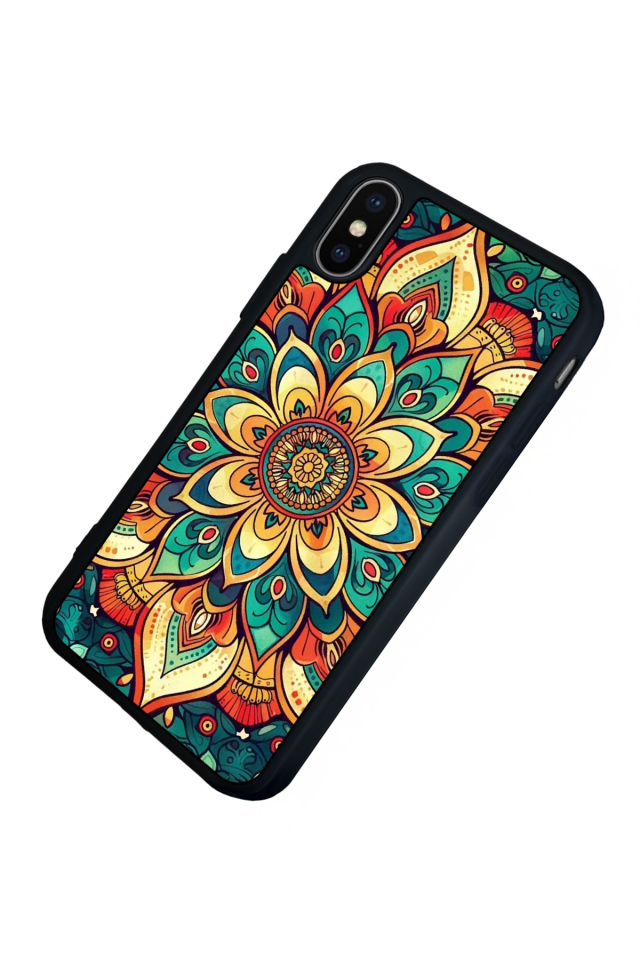 iPhone X/ XS Uyumlu Mandala Tasarımlı Glossy Premium Kılıf