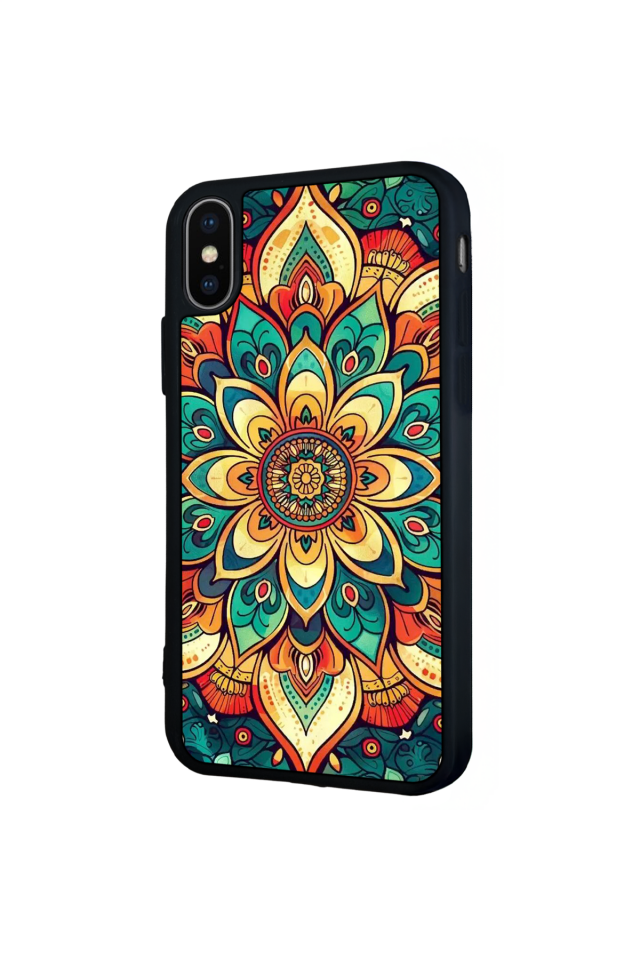 iPhone X/ XS Uyumlu Mandala Tasarımlı Glossy Premium Kılıf