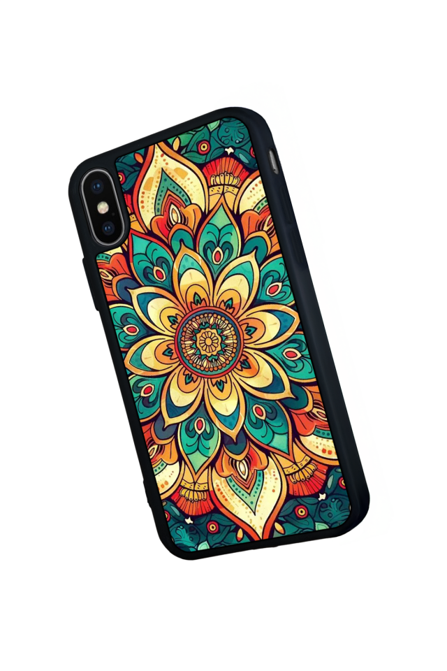 iPhone X/ XS Uyumlu Mandala Tasarımlı Glossy Premium Kılıf