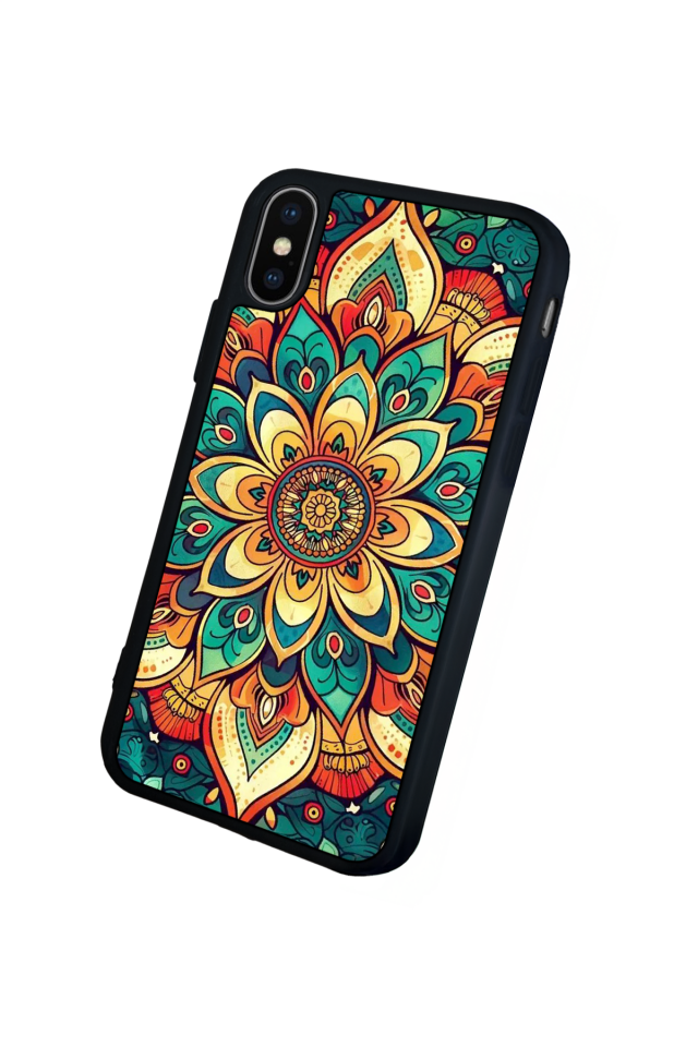 iPhone X/ XS Uyumlu Mandala Tasarımlı Glossy Premium Kılıf