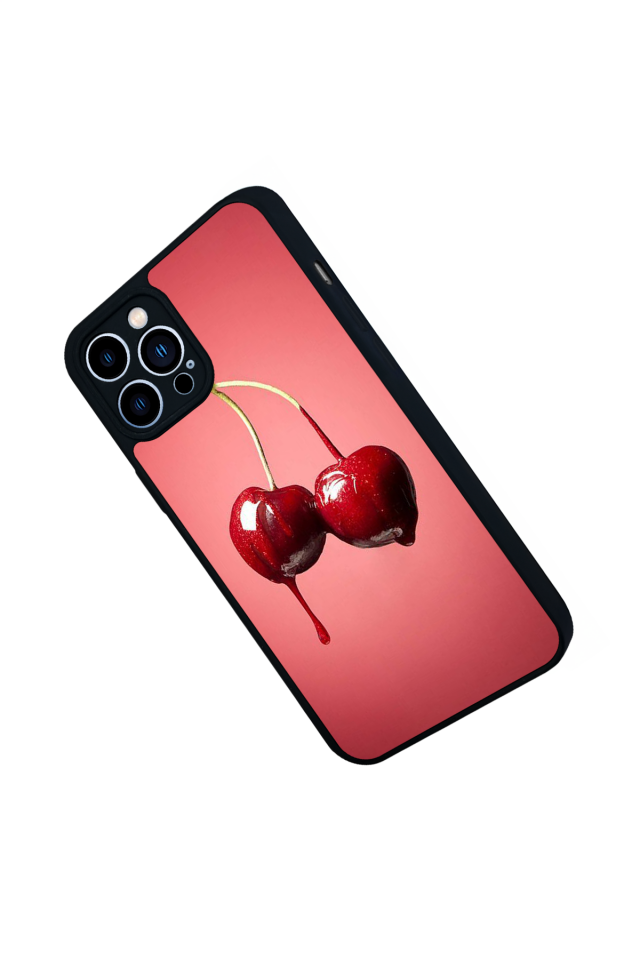 iPhone 12 Pro Max Uyumlu Kiraz Tasarımlı Glossy Premium Kılıf