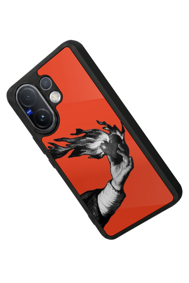 Vivo V60 Uyumlu Kirmizi Tasarımlı Glossy Premium Kılıf