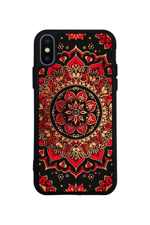 iPhone X/ XS Uyumlu Mandala Tasarımlı Glossy Premium Kılıf