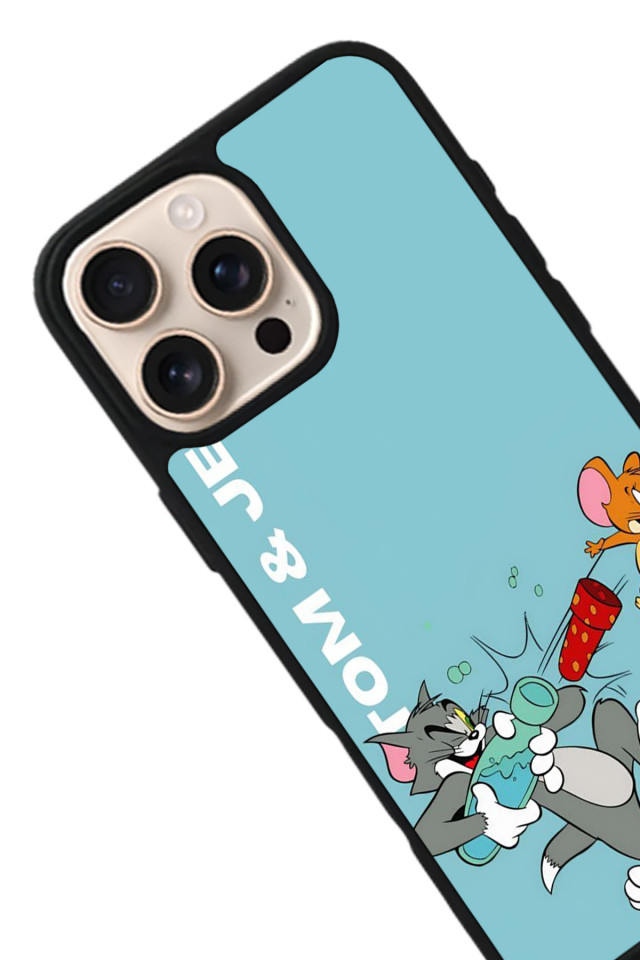 iPhone 14 Pro Max Uyumlu Tom And Jerry Tasarımlı Glossy Premium Kılıf