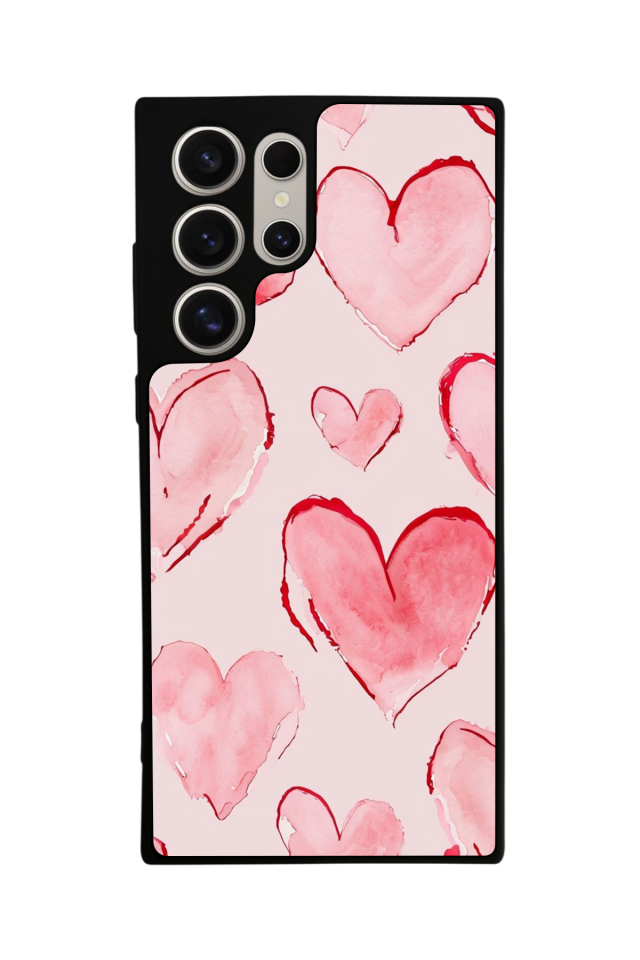 Samsung Galaxy S22 Ultra Uyumlu Kalp Love Tasarımlı Glossy Premium Kılıf