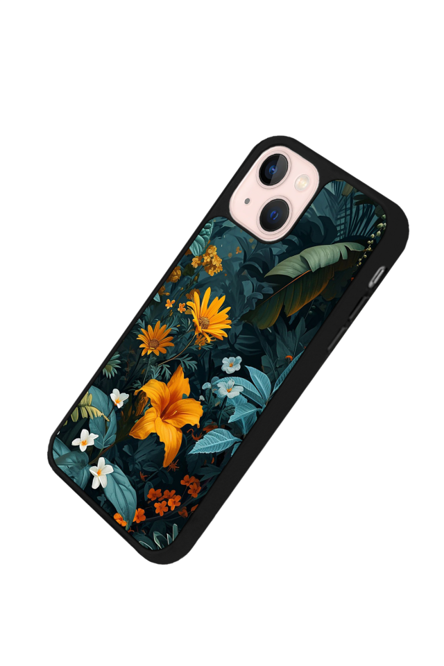 iPhone 13 Mini Uyumlu Botanik Tasarımlı Glossy Premium Kılıf