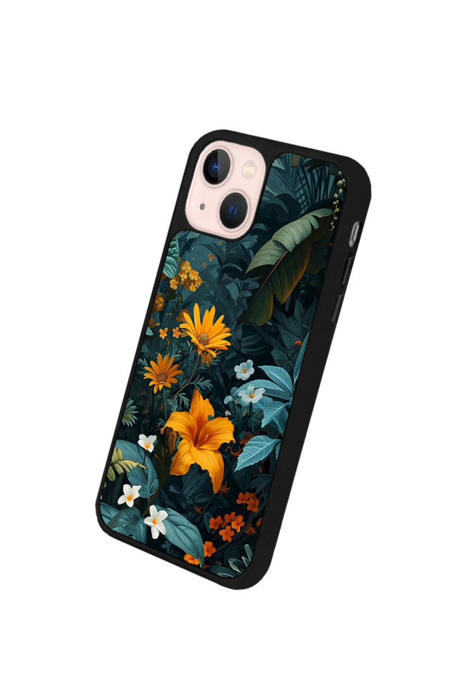 iPhone 13 Mini Uyumlu Botanik Tasarımlı Glossy Premium Kılıf