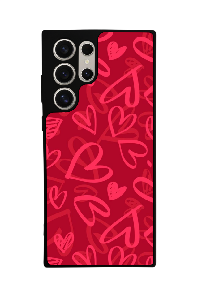 Samsung Galaxy S22 Ultra Uyumlu Kalp Love Tasarımlı Glossy Premium Kılıf