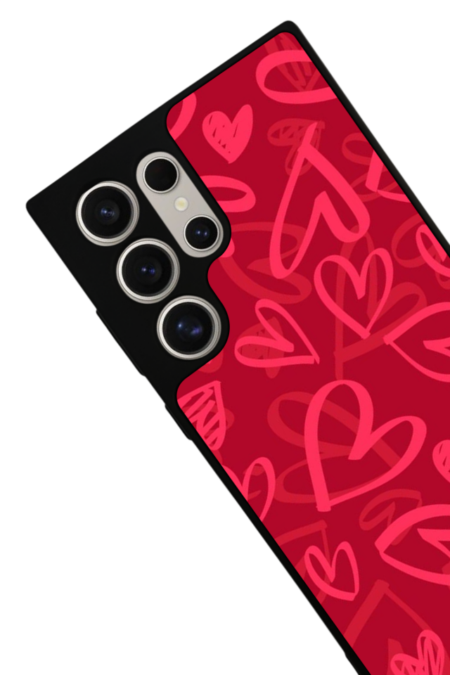 Samsung Galaxy S22 Ultra Uyumlu Kalp Love Tasarımlı Glossy Premium Kılıf