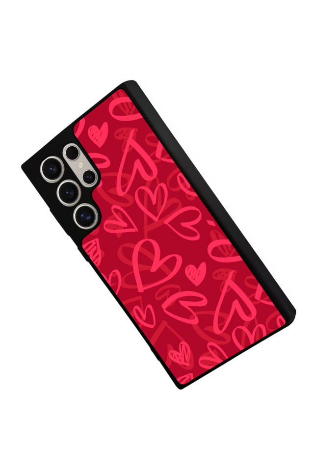 Samsung Galaxy S22 Ultra Uyumlu Kalp Love Tasarımlı Glossy Premium Kılıf