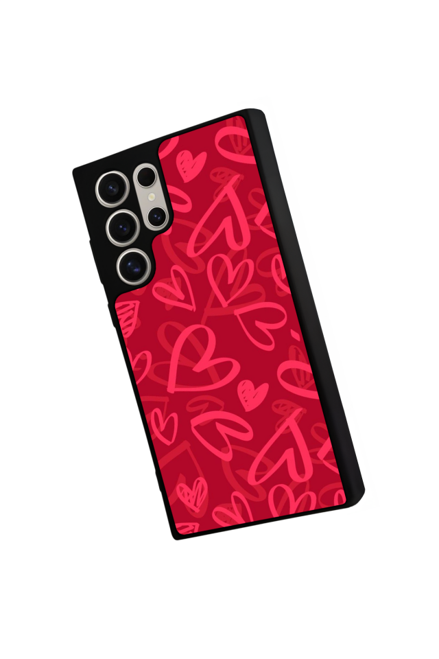 Samsung Galaxy S22 Ultra Uyumlu Kalp Love Tasarımlı Glossy Premium Kılıf