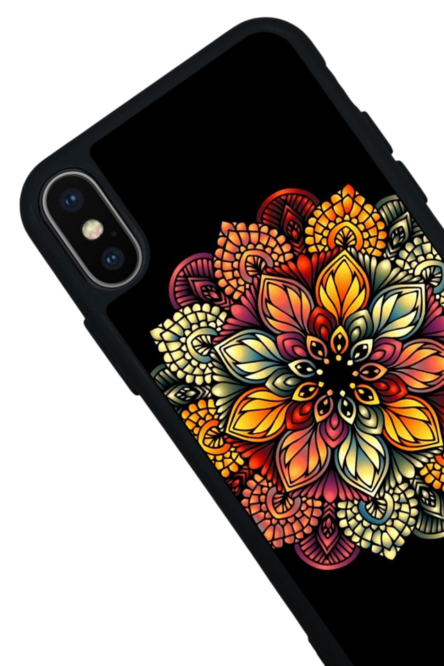 iPhone X/ XS Uyumlu Mandala Tasarımlı Glossy Premium Kılıf