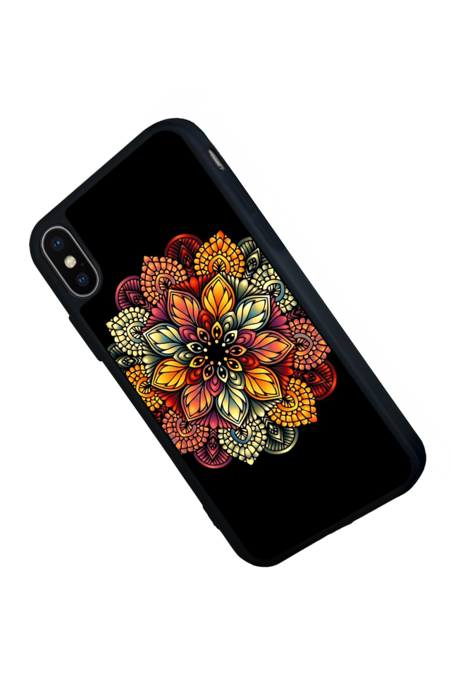 iPhone X/ XS Uyumlu Mandala Tasarımlı Glossy Premium Kılıf