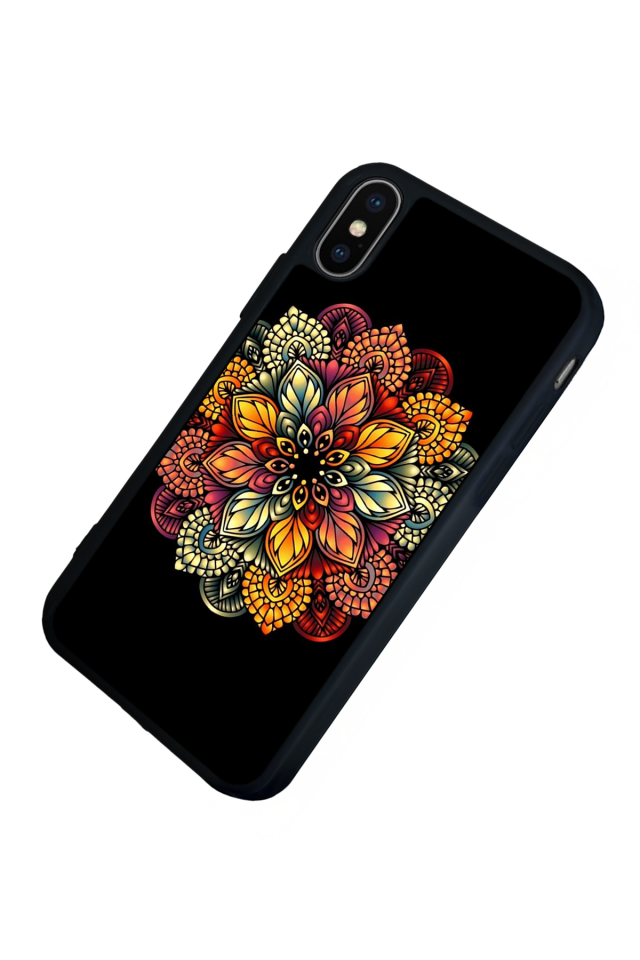 iPhone X/ XS Uyumlu Mandala Tasarımlı Glossy Premium Kılıf