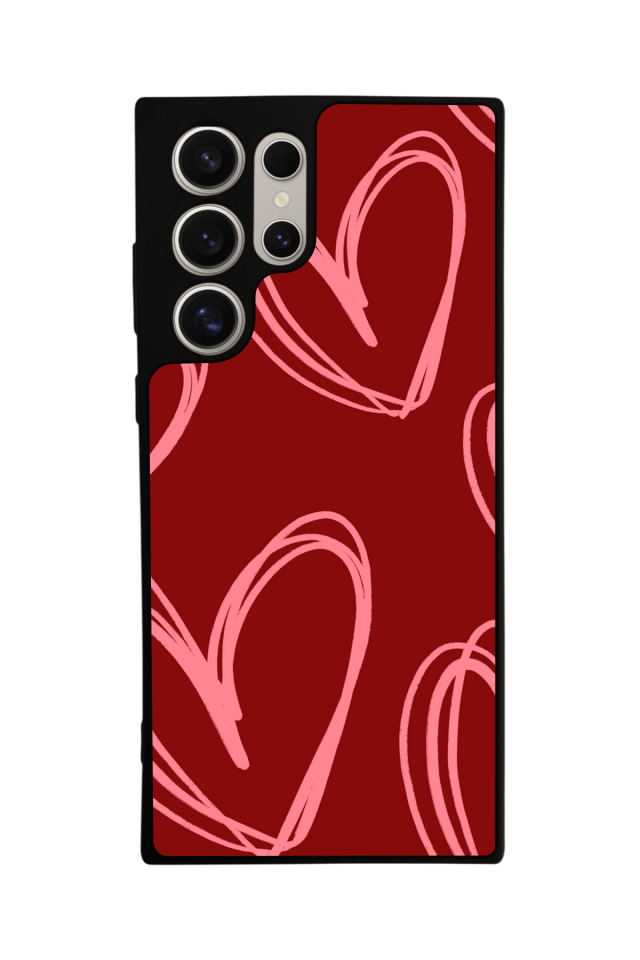 Samsung Galaxy S22 Ultra Uyumlu Kalp Love Tasarımlı Glossy Premium Kılıf
