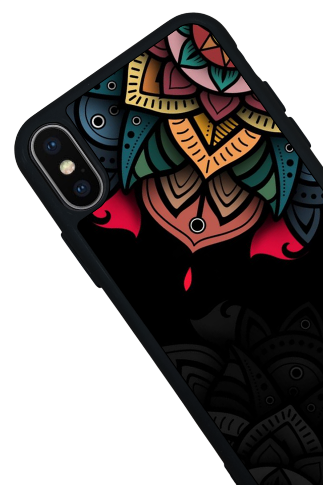iPhone X/ XS Uyumlu Mandala Tasarımlı Glossy Premium Kılıf
