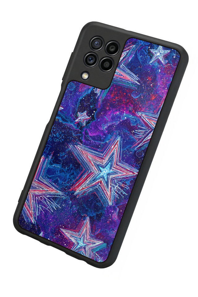 Samsung Galaxy M22 Uyumlu Retro Yildizlar Tasarımlı Glossy Premium Kılıf