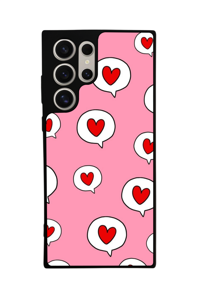 Samsung Galaxy S22 Ultra Uyumlu Kalp Love Tasarımlı Glossy Premium Kılıf
