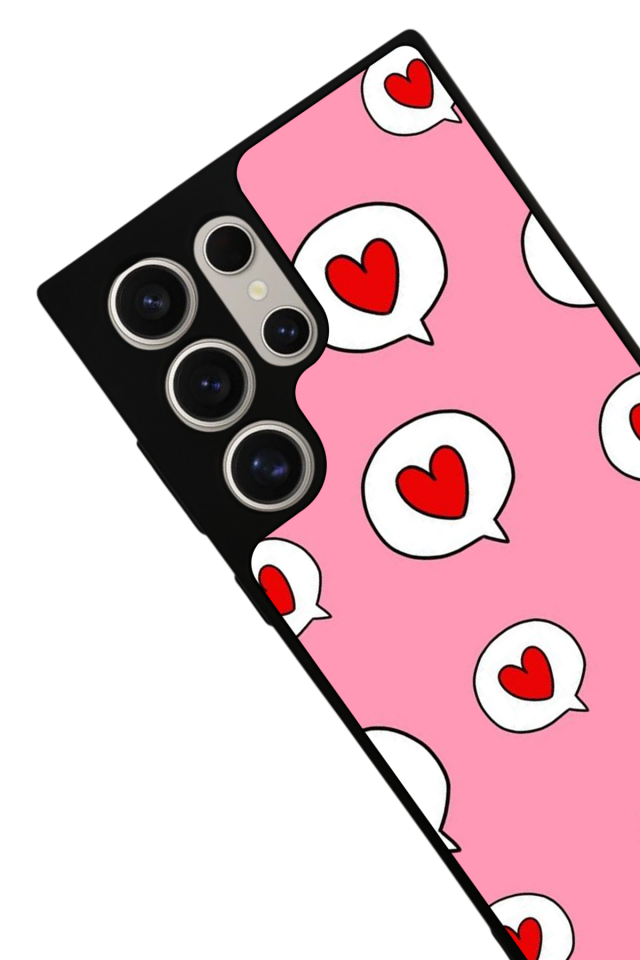 Samsung Galaxy S22 Ultra Uyumlu Kalp Love Tasarımlı Glossy Premium Kılıf