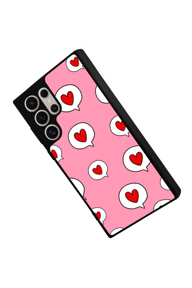 Samsung Galaxy S22 Ultra Uyumlu Kalp Love Tasarımlı Glossy Premium Kılıf