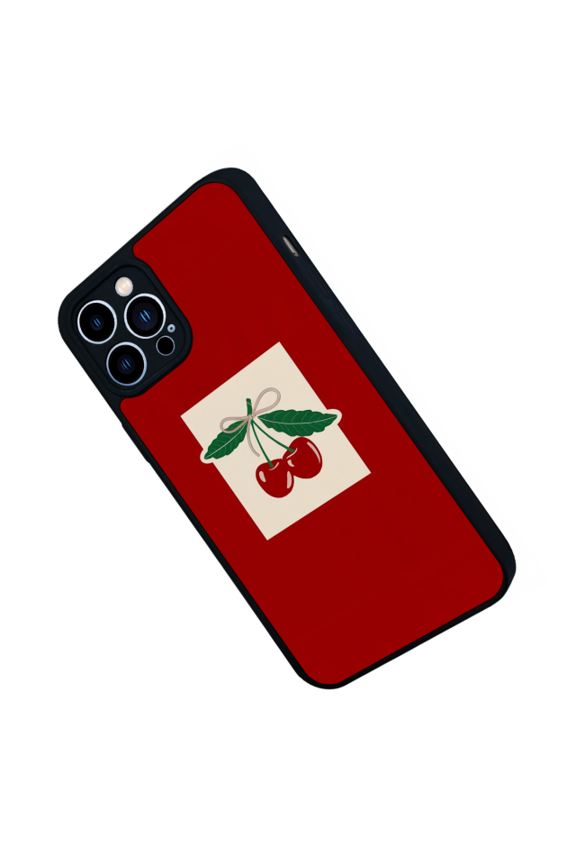 iPhone 12 Pro Max Uyumlu Kiraz Tasarımlı Glossy Premium Kılıf